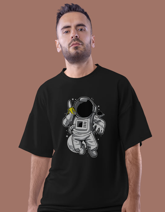 Oversized Black Astronaut Adventure T-Shirt